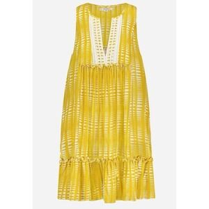 LEMLEM Women Size Medium Welele Bib Ruffled Mini‎ Dress Chamois Yellow Ecovera